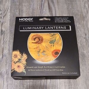 New In Box Modgy Vincent Van Gogh Sunflowers Luminary Lanterns Set Of 4